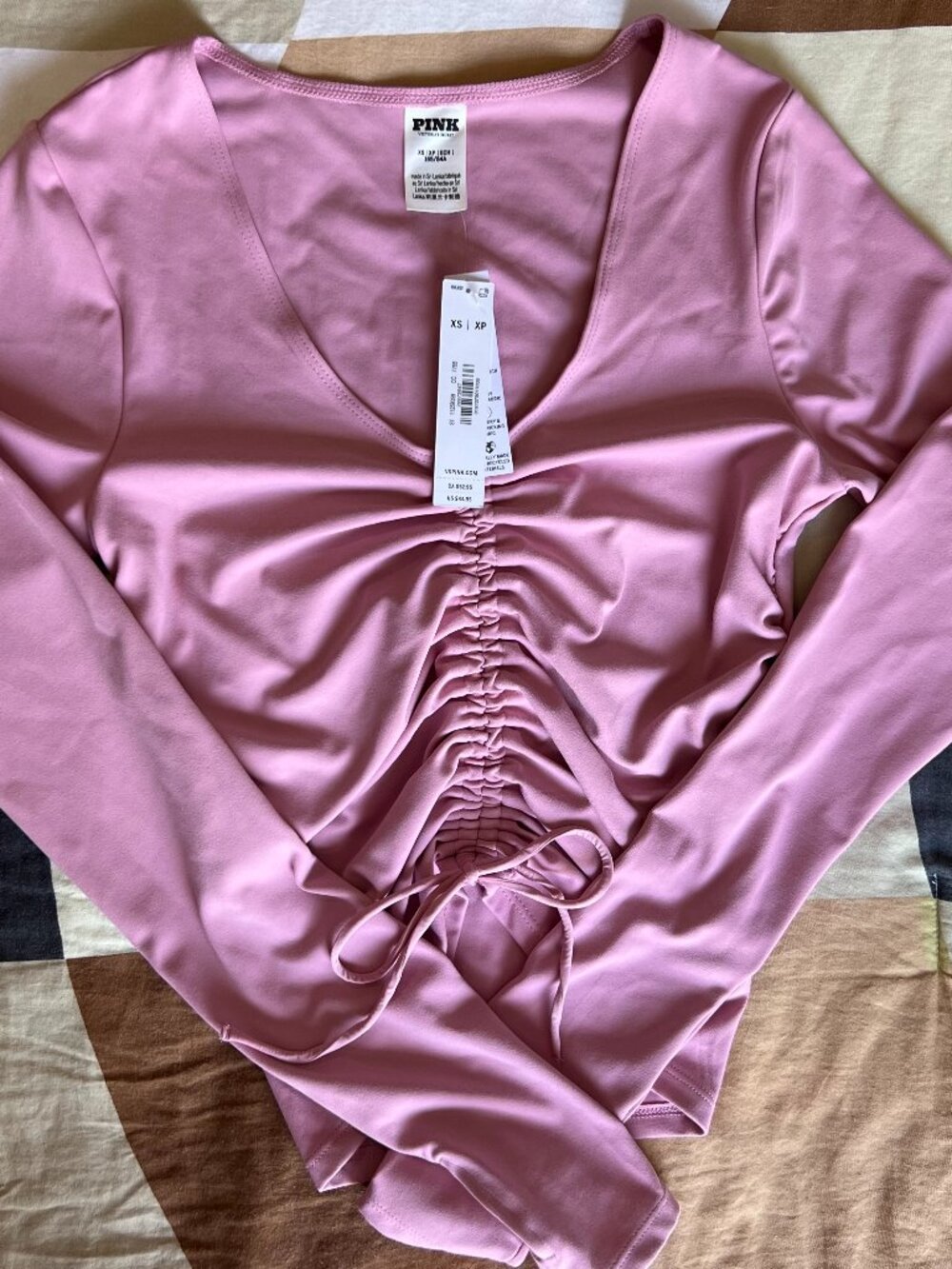 Victoria's Secret PINK Relay Ruched Long Sleeve Top XS